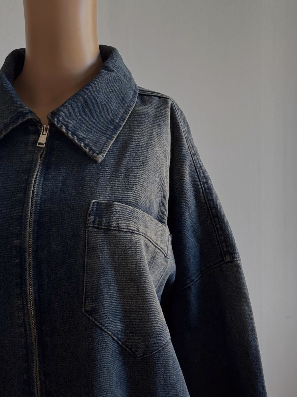 Donker Blauwe Denim Blouse