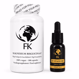 Voordeelset; Vitamine D3 & K2 + Magnesium Bisglycinaat