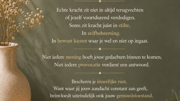 Niet alles verdient jouw reactie. Niet alles verdient jouw aandacht.